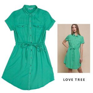 Love Tree | Green Tencel Shirt Dress